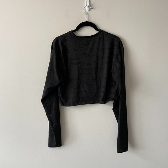 Alphalete Camo Crop Top Long Sleeves Crew Neck Black Small - Picture 3 of 6